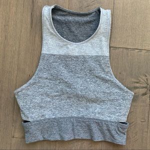 Outdoor Voices Tri Color Gray Sports Bra Cut Out Slash Back